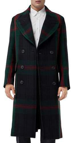 burberry men's edgbaston signature check coat navy|Burberry Men's Edgbaston Signature Check Coat .